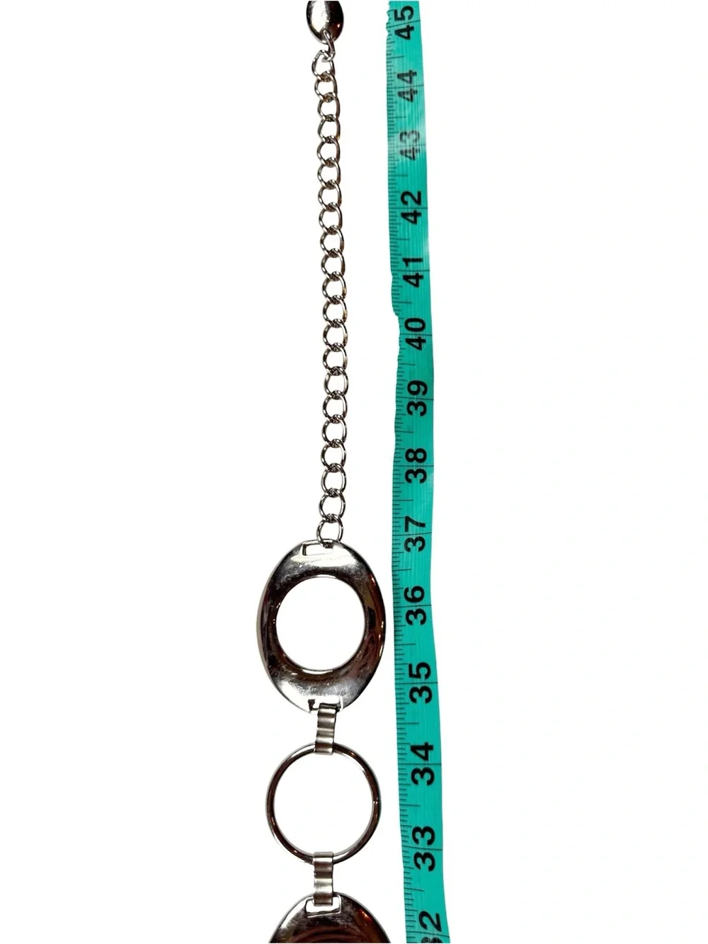 Vtg 90s/Y2K Nine West Silver Tone Oval & Round Circle Chain Indie Sleaze Belt